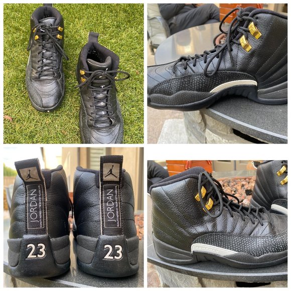 Nike Air Jordan 12 Retro The Master Size 8.5 Black Gold Leather High Top 130690